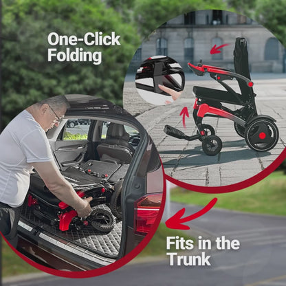 Portable Electric Wheelchair - 39-lb Ultra-Lightweight Foldable Mobility Scooter with 18-Mile Range, 4-Wheel -Absorbing Design, No Assembly Required, Airplane-Friendly Chair w/Charger & Toolkit for Travel (s & Seniors)